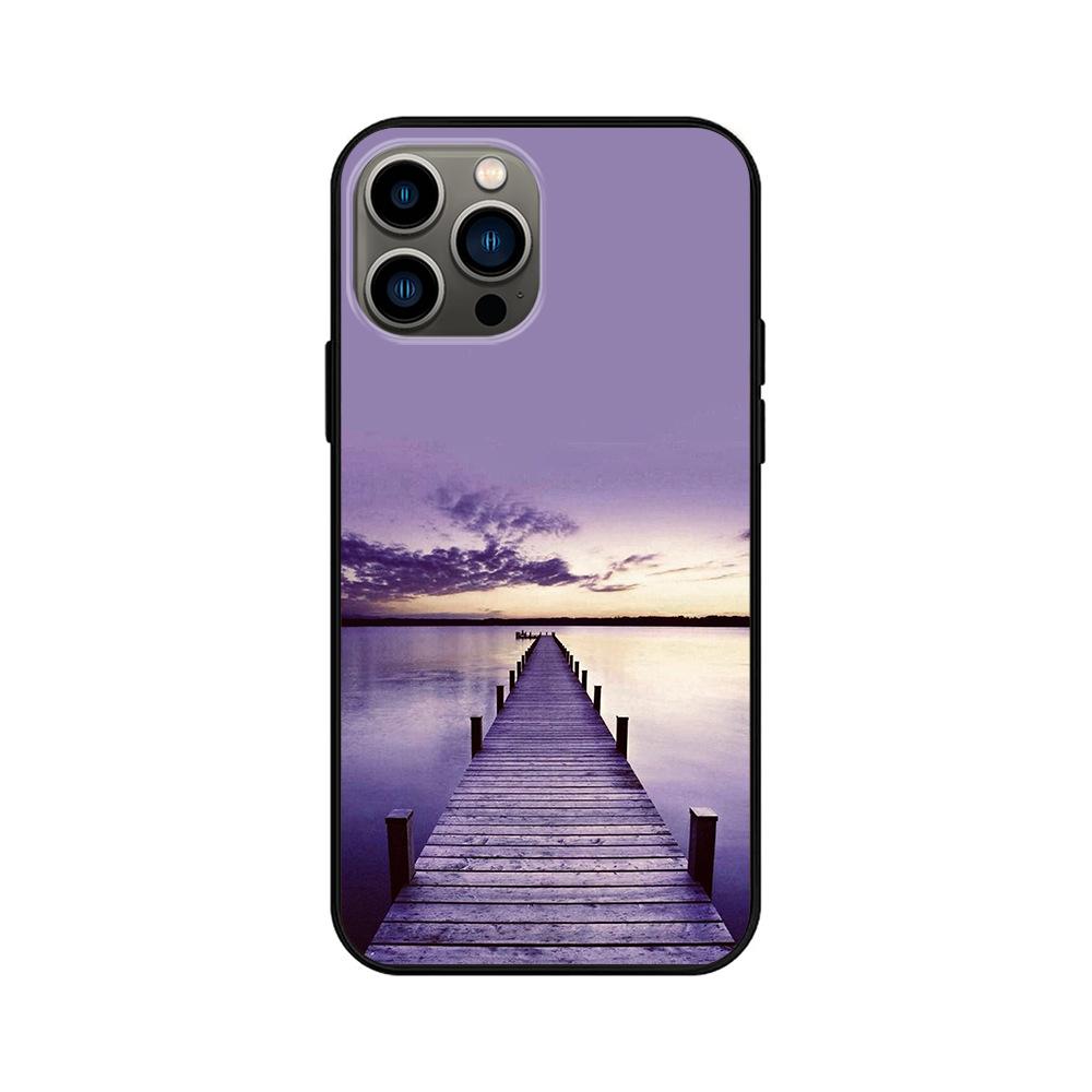 Applicable To IPhone16 Mobile Phone Case, New Couple Outdoor Seaside Landscape English Alphabet Mobile Phone Case