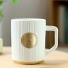 Xingba Style Coffee Cup Dark Green Striped Copper Seal Matte Red Black And White Ceramic Cup Water Cup Can Be Determined