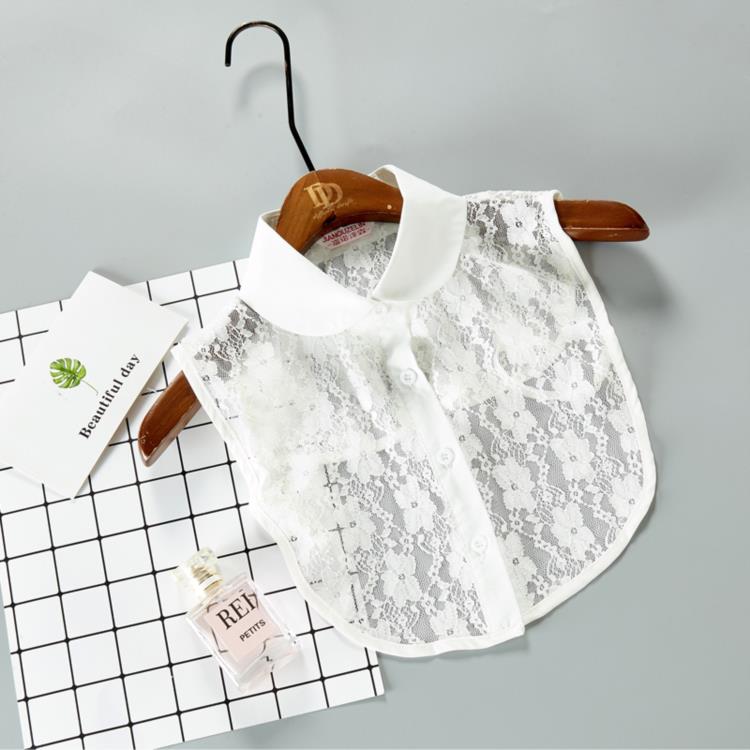 White Fake Collar Shirt For Children False Collar Blouse Lace Kids Peter Pan Collar Detachable Lapel Half Shirt Boys Faux Col