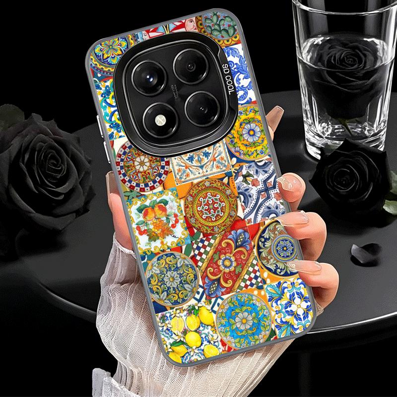 Italian Sicilian Style Floral Pattern Soft Phone Case for Xiaomi Redmi Note 13 14 15 Pro Plus 12S 12 11S 11 11T 10S 10 Shockproo