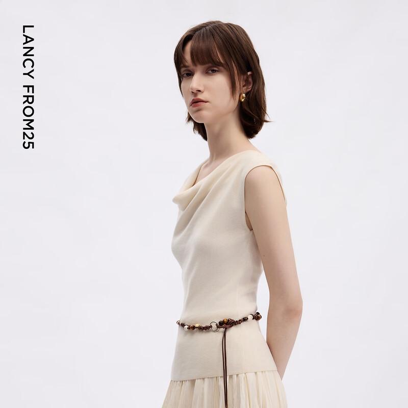 Lancy Lyocell Sleeveless Cowl Neck Drape Knit Top