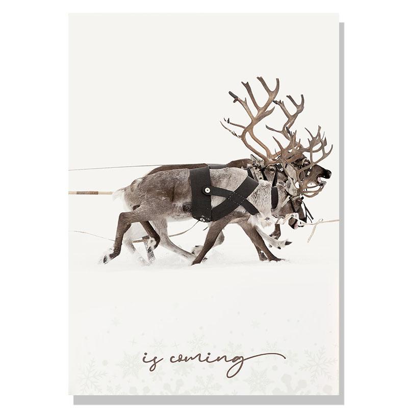 Christmas Poster Santa Claus And Elk Deliver Gifts In The Snow Canvas Painting Modern Art Print Wall Picture Living Home Decor 21X30CMNo Framed