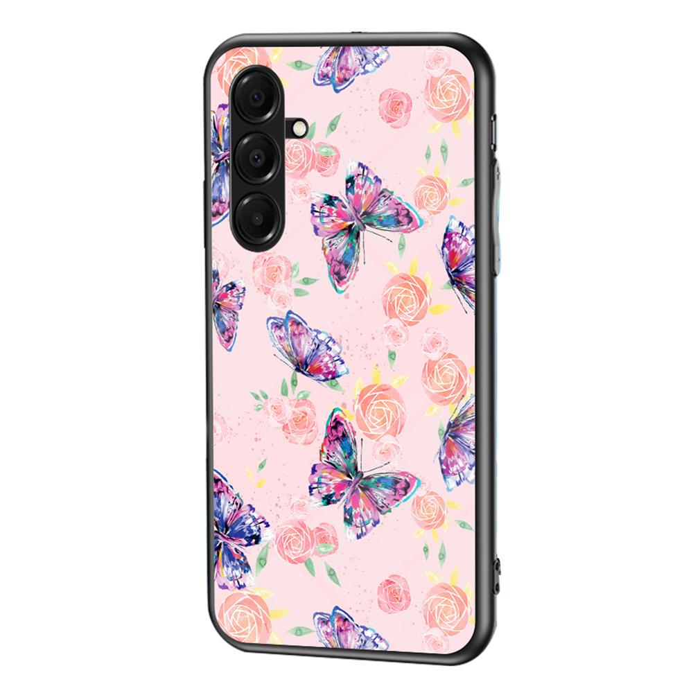 For Samsung Galaxy A17 5G Case Butterfly Pattern TPU+Tempered Glass Protective Phone Cover