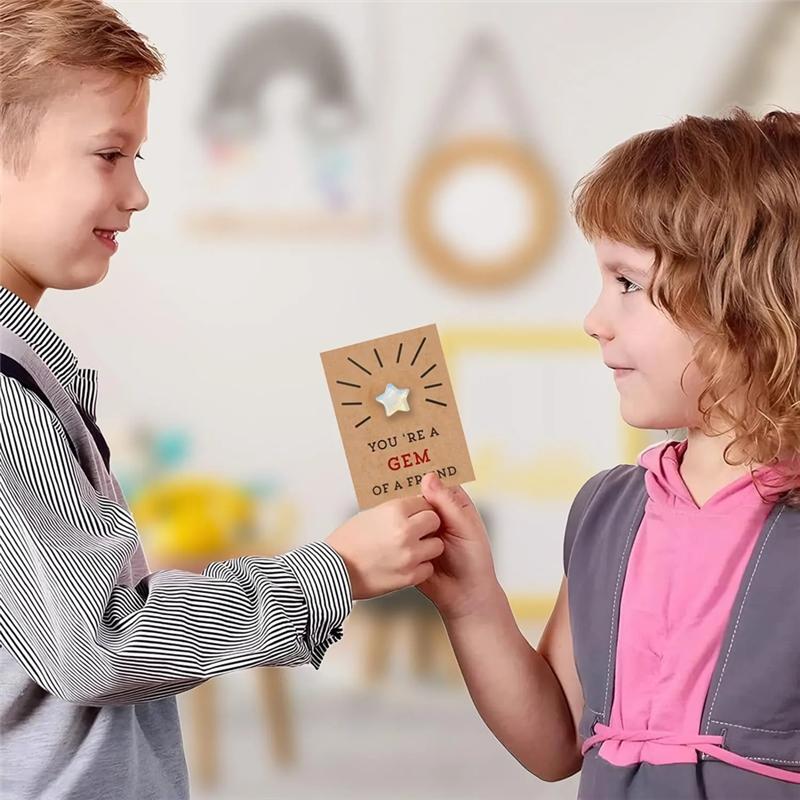 24Pcs Valentines Cards With Heart-Shape Crystals Valentines Day Heart-Shaped Gemstones With Cards Valentines Day Easy To Use