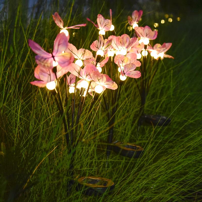 Solar LED Butterfly Firefly Light Outdoor Simulation Butterfly Lawn Lamp Garden Waterproof Landscape For Home Christmas Decor