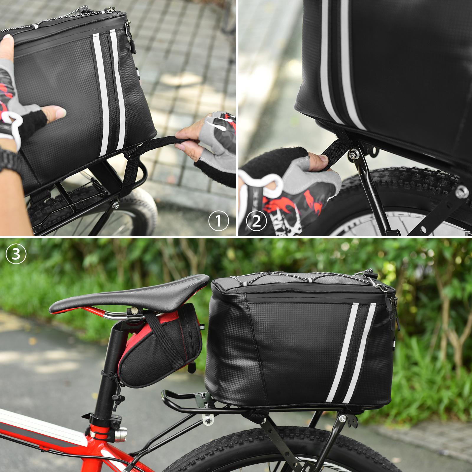 

Water Resistant Bike Rack Bag with Thermal Insulation Compartment Bicycle Bag Bike Trunk Bag чёрный