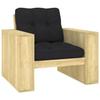 VidaXL Garden Chair with Cushions Black Impregnated Pine Wood