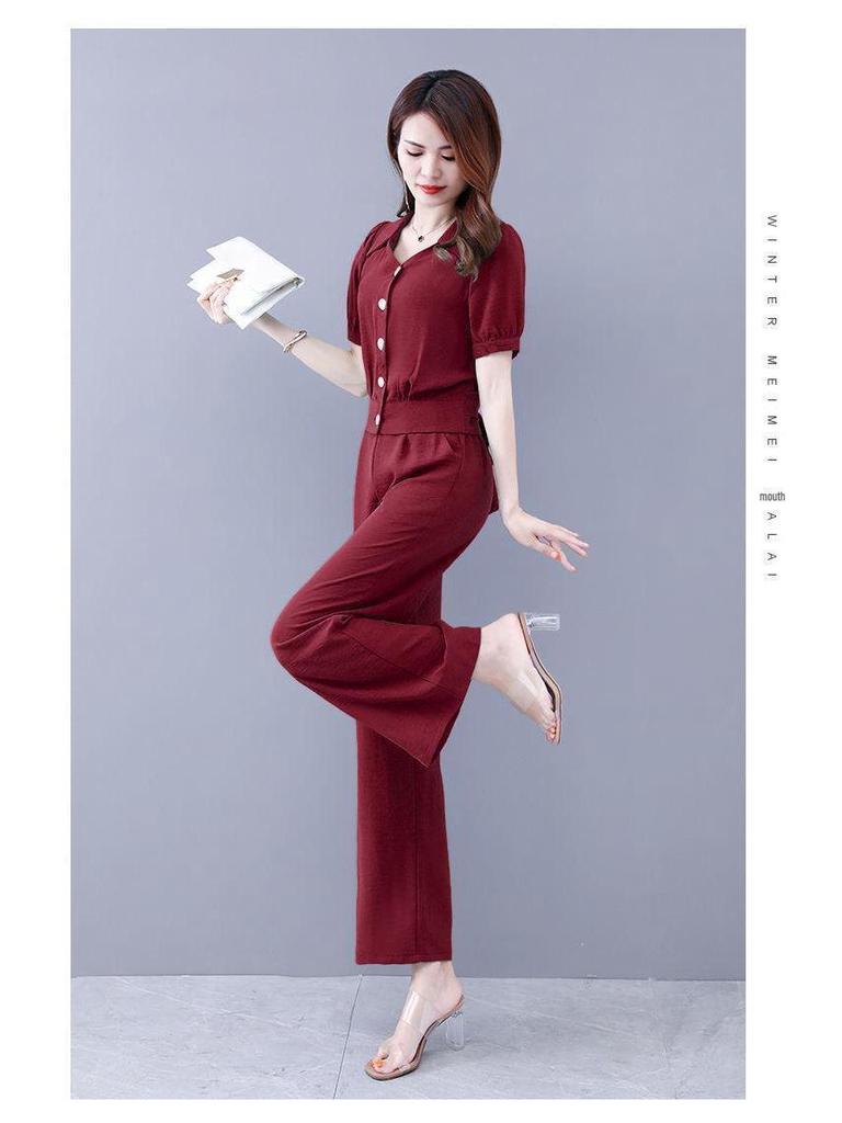 Trendiger Damen Chiffon Zweiteiler für Sommer 2025 - Stilvolles altersloses Hemd- und Hosen-Set für den Frühling