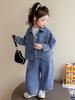 2025 Stilvoller Herbst-Denim-Jumpsuit für Mädchen - Trendiges zweiteiliges Jeans-Outfit