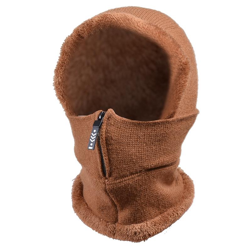 Women Autumn Winter Cold Resistant Plush Thickened Neck One Piece Warm Ear Protection Cover Knitted Hat