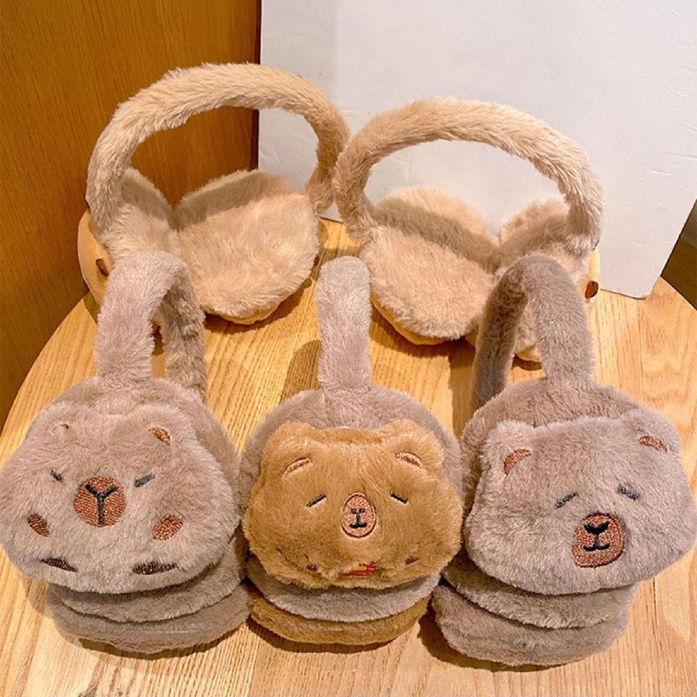 Cartoon Animal Warm Earflaps Windproof Cute Ear Cover Comfortable Capybara Plush Earmuffs  Riding