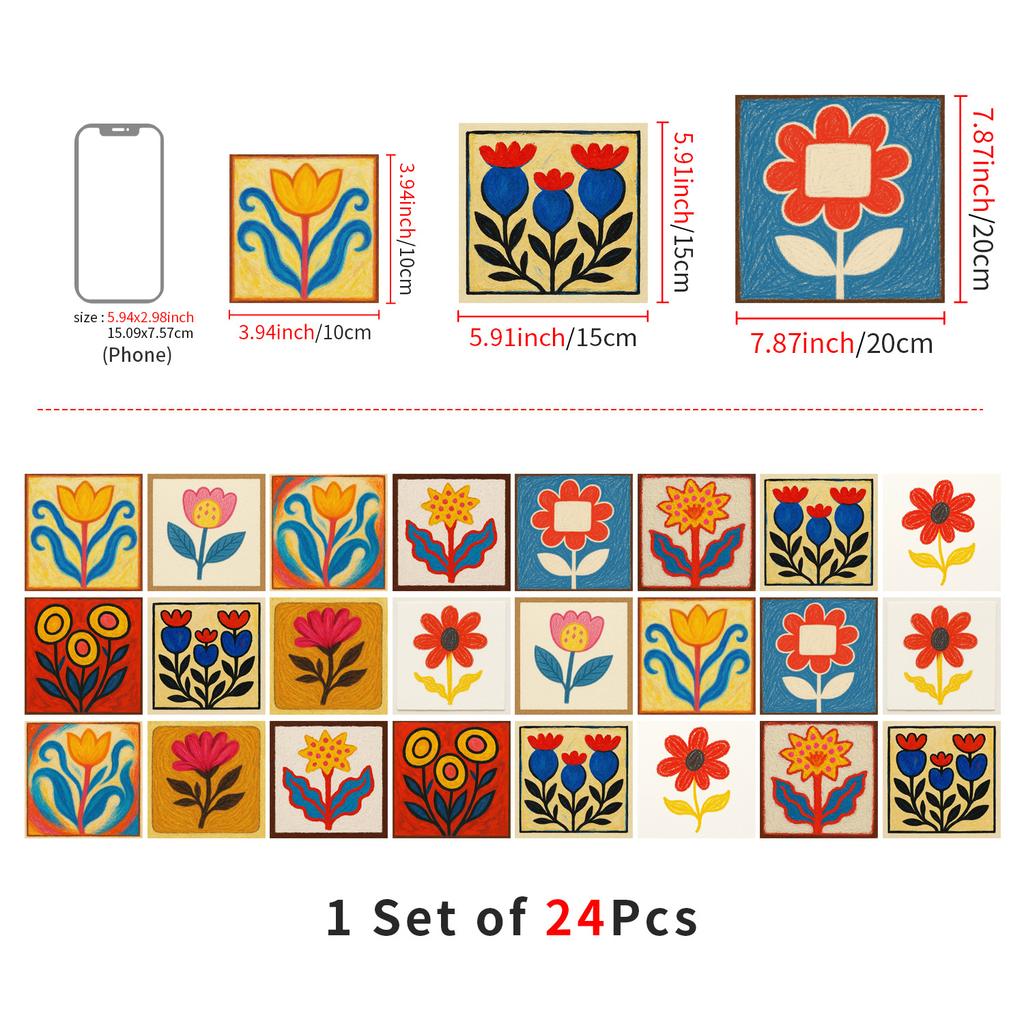 24 szt. Naklejki na płytki w stylu europejskim Kuchnia Samoprzylepne Odporne na olej Naklejki ścienne Wodoodporny Winyl Zdejmowalne Naklejki ścienne
