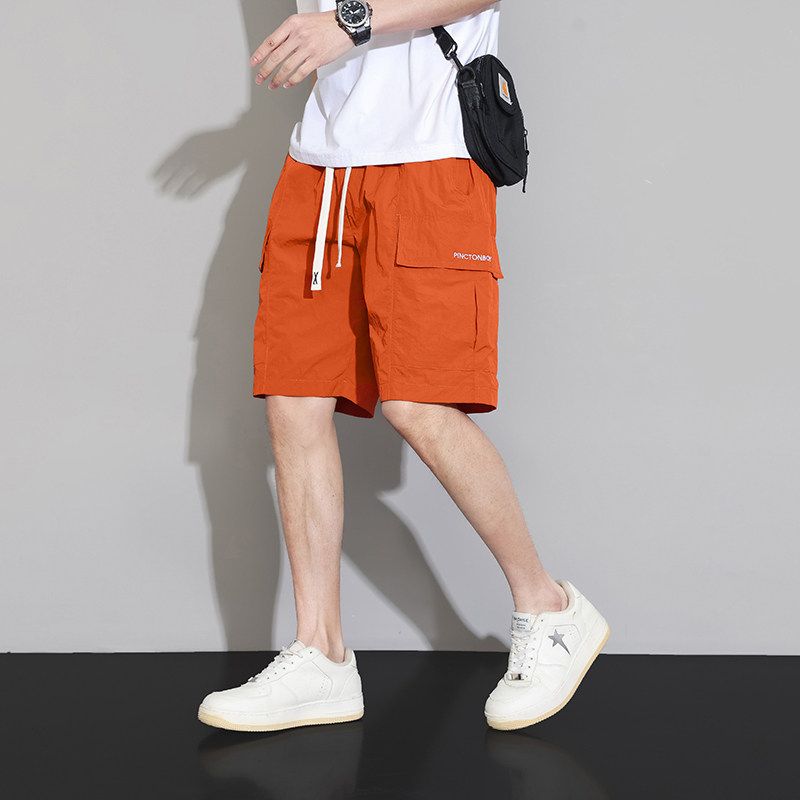 Men's Summer Loose-Fitting Beach Cargo Shorts with Large Pockets, Ice Silk Sports Shorts, Five-Point Pants