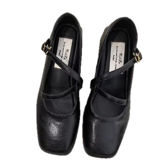Retro Mary Jane shoes in early autumn 2025 new French temperament elegant square head light mouth thick heel high heel small leather shoes