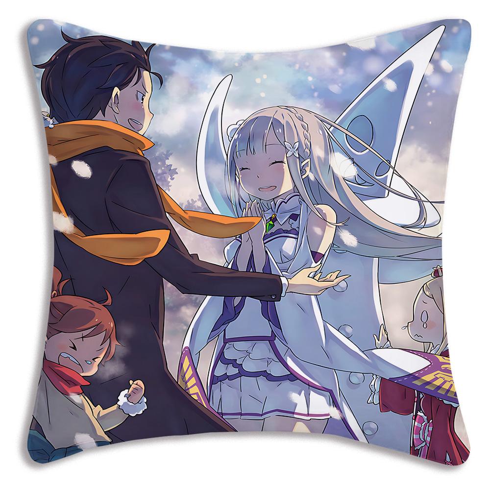 Re:Life Different World Zero Rem Pillow Covers Cartoon Sofa Decorative Home Double-Sided Printing Short Plush Cute Cushion Cover