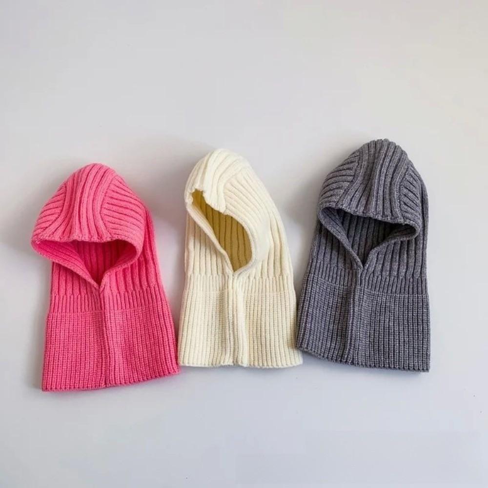 Plush Children Hooded Hat Wool Kids Balaclava Hat Simple Scarf Integrated Hat  Kids Accessories