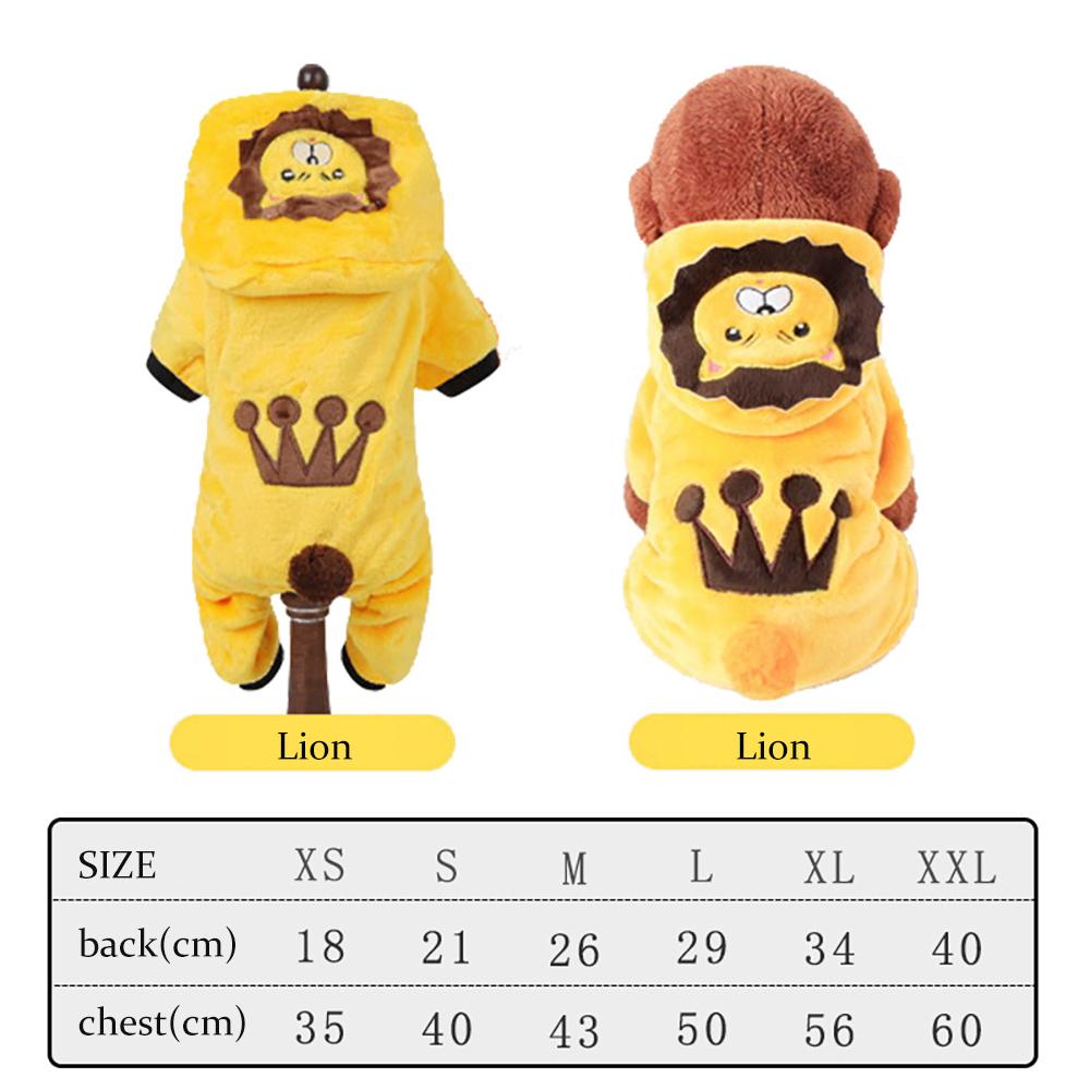 Cartoon Winter Puppy Clothes Coral Velvet Warm Pet Outfit XS-L for Corgi Chihuahua Dinosaur Panda Elk