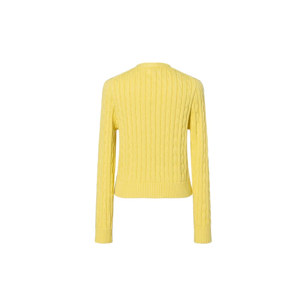 Polo Ralph Lauren FW24 Solid Color Logo Embroidered Single-Breasted Slim Fit V-Neck Long Sleeve Knit Sweater Women sweater Yellow 211939322-005