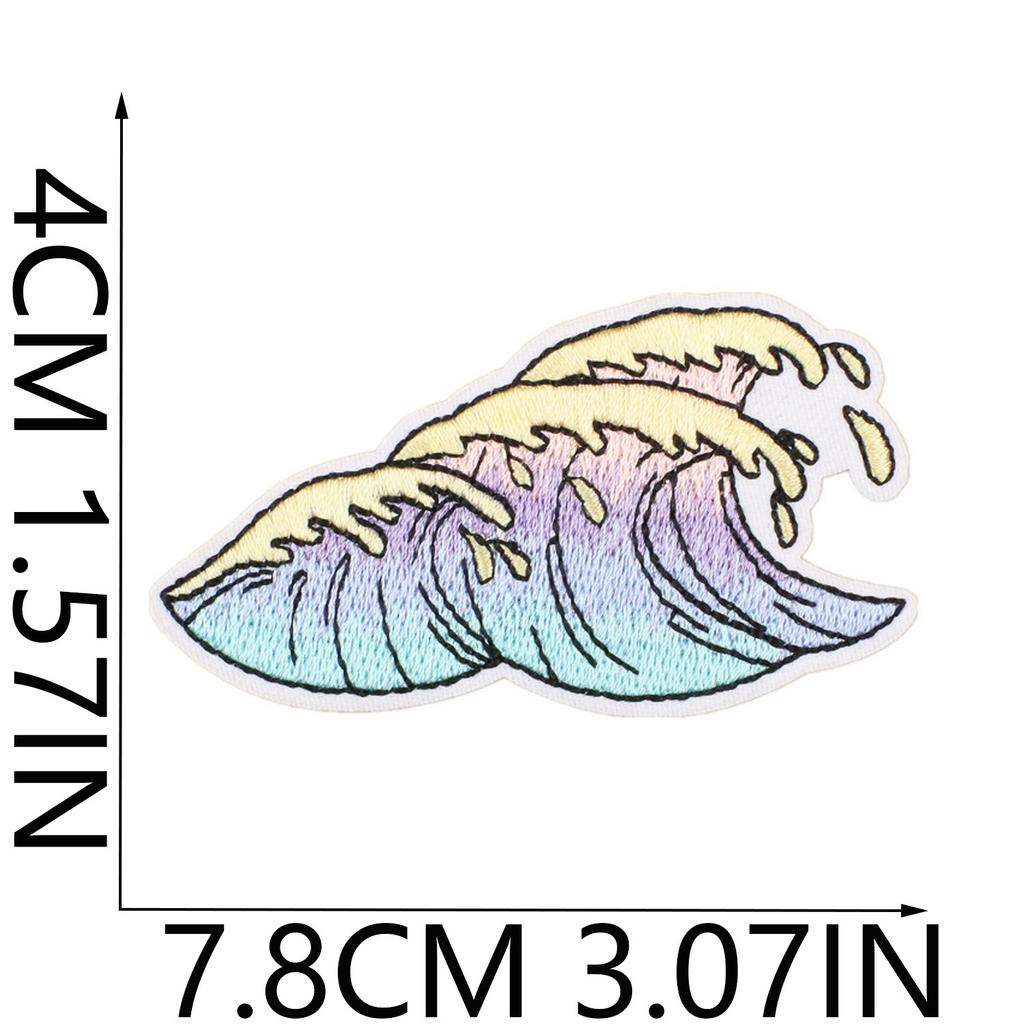 Summer Series Wave Embroidery Cloth Sticker Rainbow Cactus Computer Embroidery Label Cartoon Bus Patch Sticker
