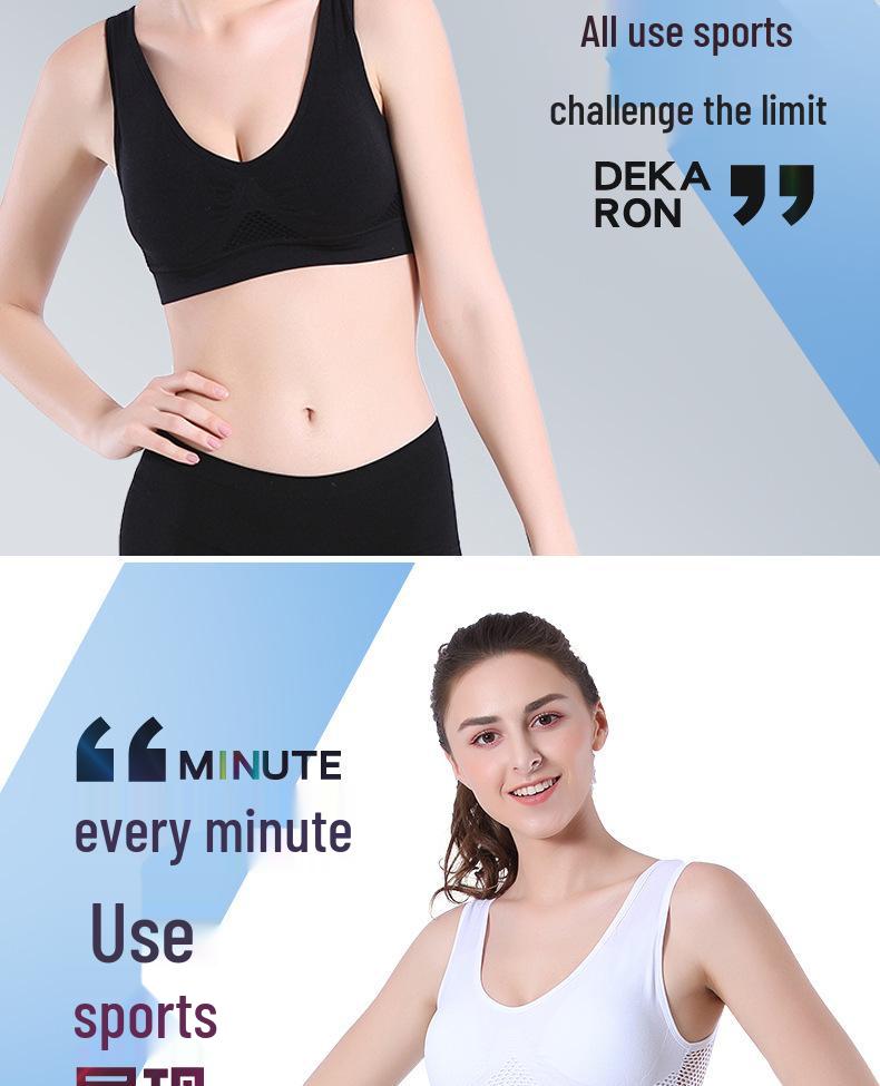 Women's Plus Size Wireless Sports Bra with Breathable Mesh for Yoga and Running