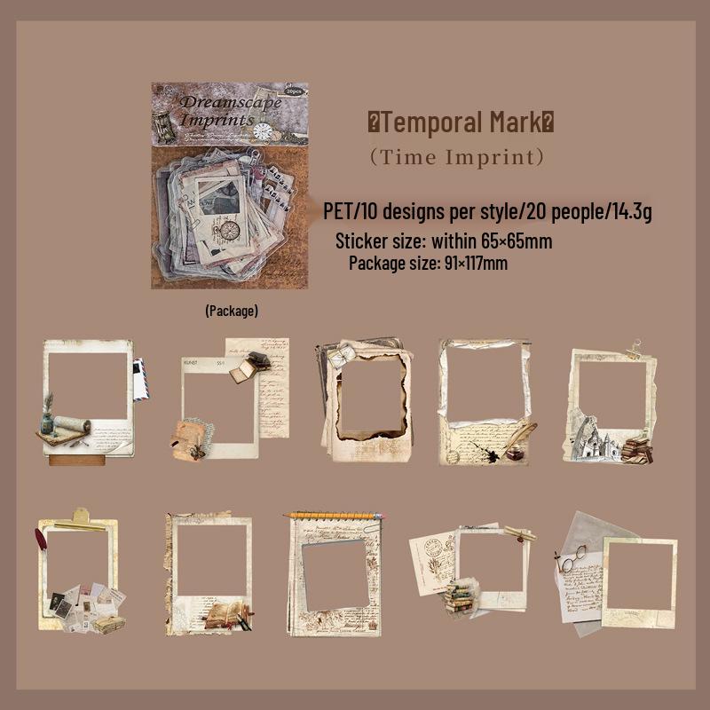 Yi Niao Retro PET Sticker Pack: 20 Decorative Sheets for Journals and Borders - Floating Life Imprint Series