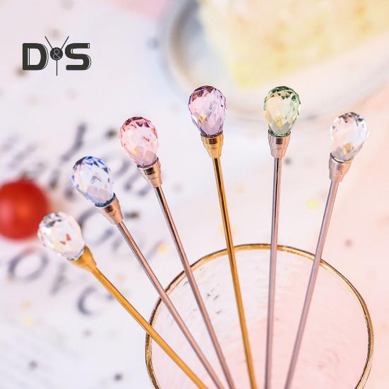 4Pcs Bright Finish Teaspoons Rust-proof Creative Stainless Steel Faux Crystal Spoons