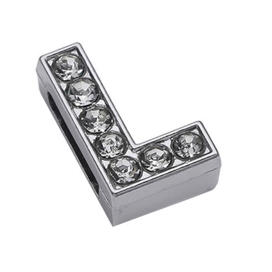 Rhinestone Letter Beads Alloy A To Z Charms Slide Letter Charms Small Spacer Beads for DIY Jewelry Making Keychain Cell Phone Chain Bracelet Craft