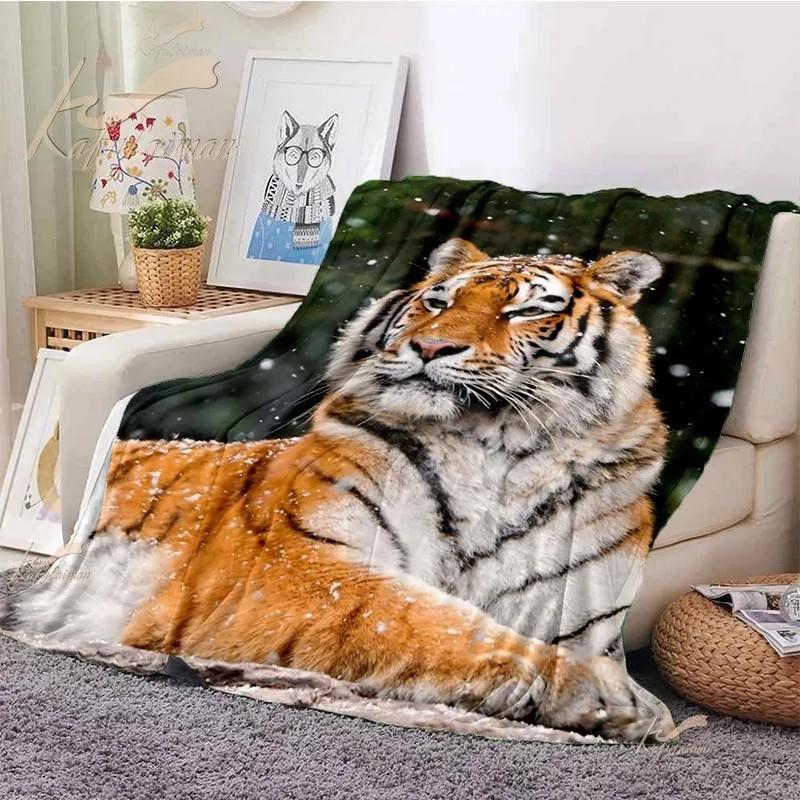 Dragon Tiger Print Soft Warm Throw Blanket Cartoon Animals Pattern Lightweight Flannel Bed Blanket Boy Teenagers Adults Blankets