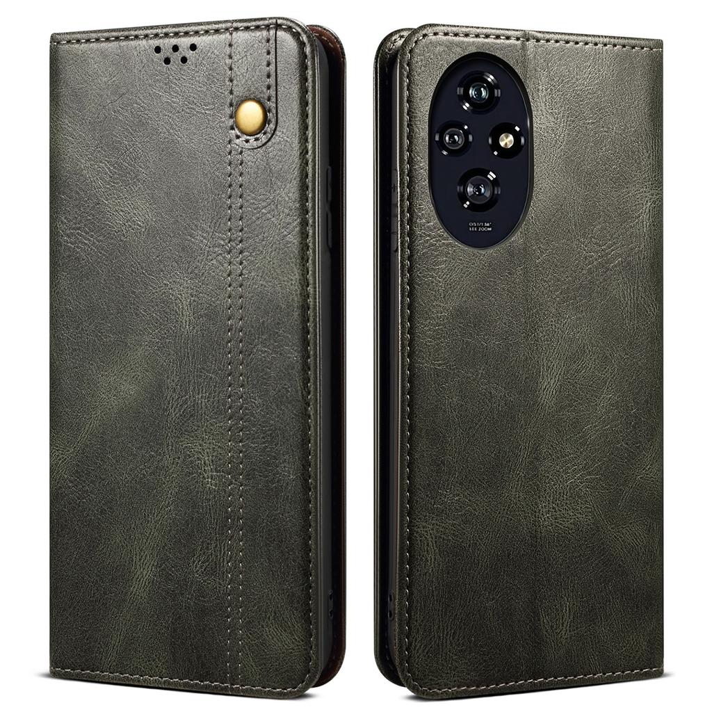 For Honor 200 5G Case Crazy Horse Texture Leather Phone Cover Hidden Magnetic Adsorption