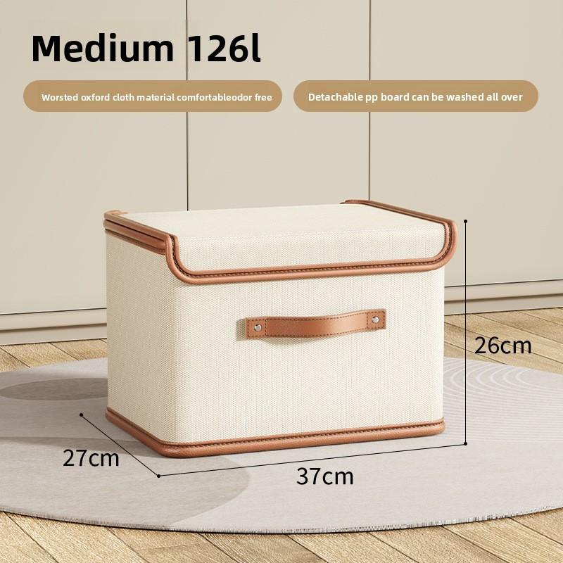 Oxford Cloth Collapsible Clothes Storage Bin With Lid For Bedroom Organizer