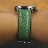 Vinacreations 18mm Green Stingray Leather Watch Galuchat Leather Replacement Watch Band for Handmade with Wrist Green Strap, Men, Buckle, (DH-68-18MM)