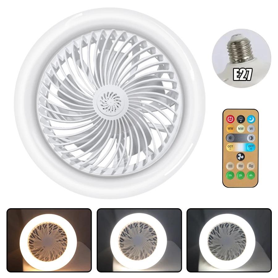 

3-in-1 LED Ceiling Fan Lamp 3 Colors E27 Lamp Holder with Remote Control AC 85V-265V 3 Speeds For Living Room Bedroom Lighting
