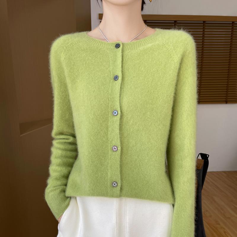 Qinghe Cashmere Women's 30% Cashmere Cardigan - Soft & Warm Wool Blend Sweater