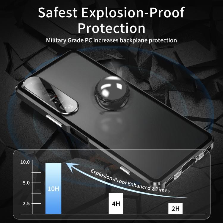 For Sony Xperia 1 IV HD Magnetic Metal Tempered Glass Phone Case
