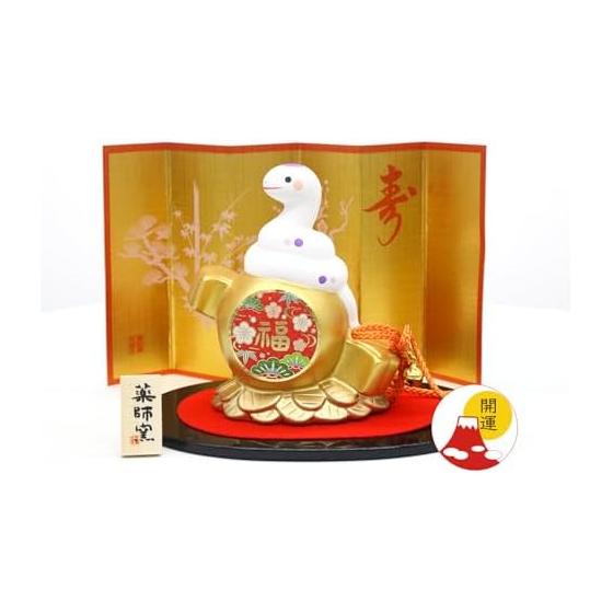 Snake Figurine Snake Colored Good Luck (Fukutsuchi) (Good Luck Seal Included)