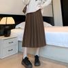 Women's Woolen Elastic High-Waist Pleated Midi Skirt - Warm and Slimming for Autumn/Winter