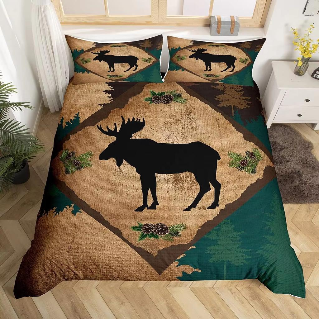 Wild Deer Duvet Cover Set Single Queen King Size Rustic Farm Style Soft Bedding Set Adult Women Teens Cute Animal Duvet Covers