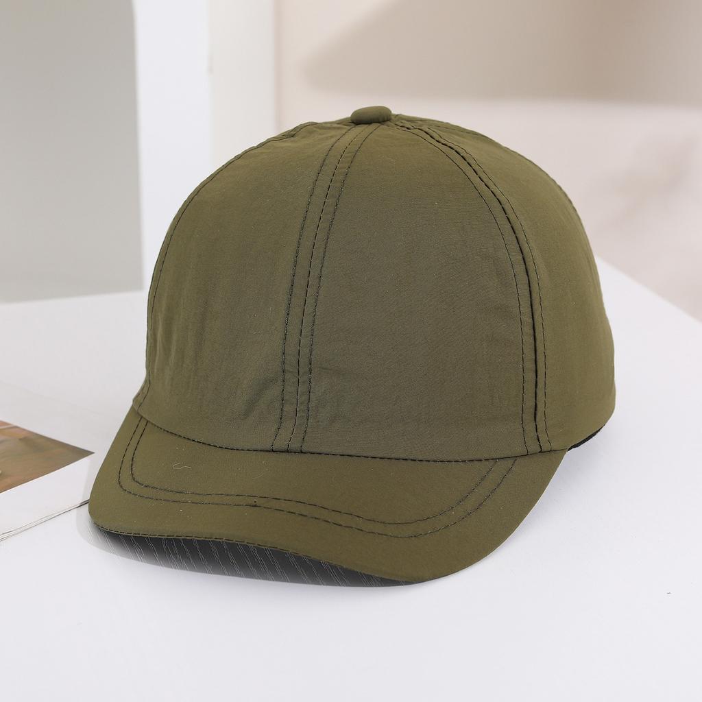 Short-Brimmed Solid Color Baseball Cap Lightweight Quick-Dry Polyester Adjustable Buckle Closure Sun Protection Breathable