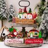 2Pcs DIY Christmas Desktop Ornaments Cartoon Table Centerpiece Santa Wood Plaque Signs  New Years