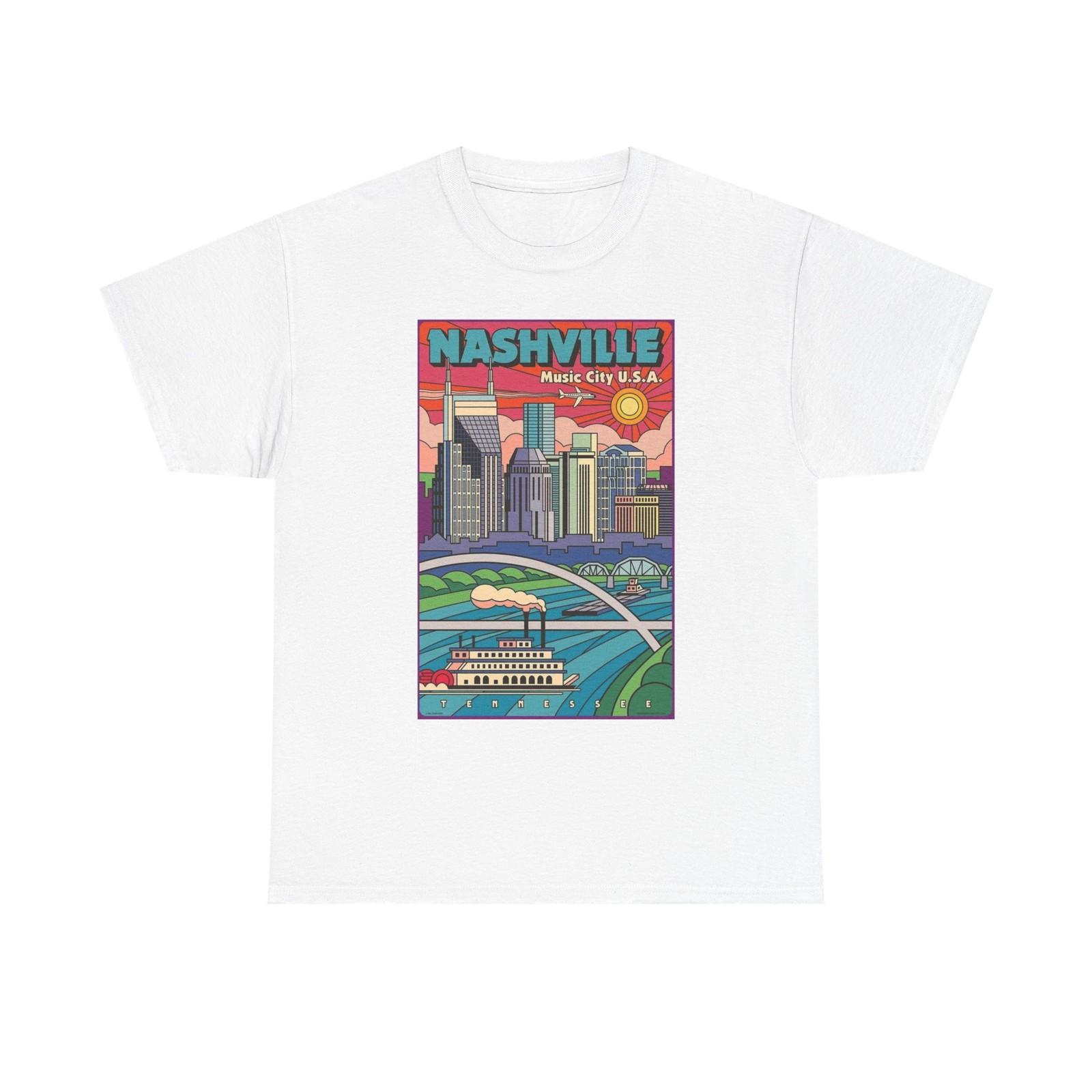 Nashville Graphic T Shirt Retro Tennessee Unisex Heavy Cotton Tee S