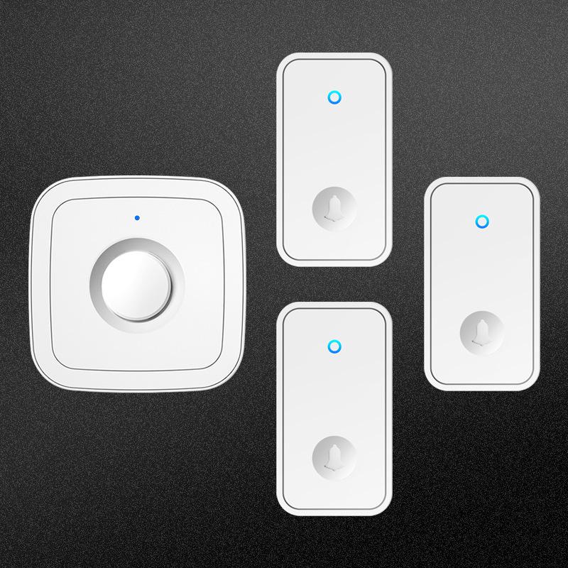 Wireless Doorbell, Self-Powered, Long-Range, Three Buttons, Single Receiver, Battery-Free, Waterproof, Elderly Call Feature.