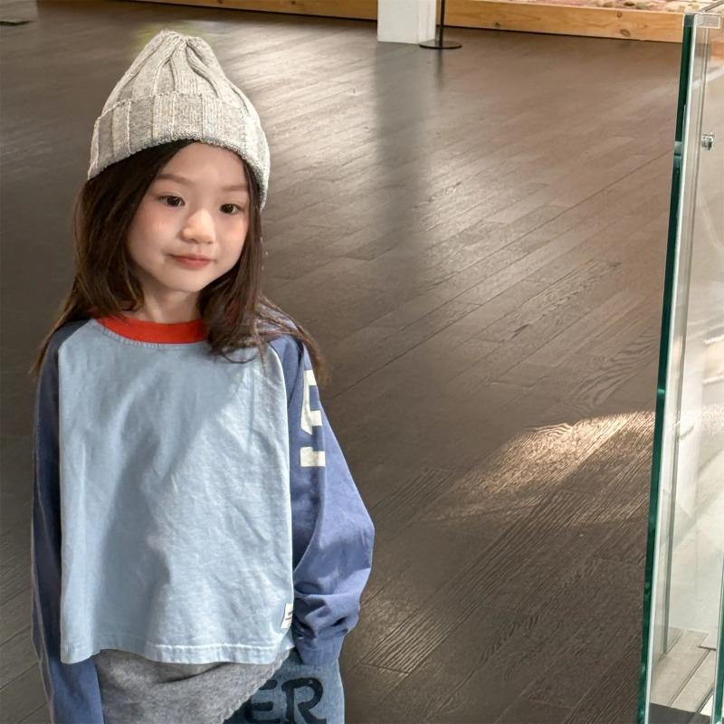 Autumn Kids' T-Shirts Color Block Loose Long Sleeves Children T-Shirt Fashion Soft Boys Clothes