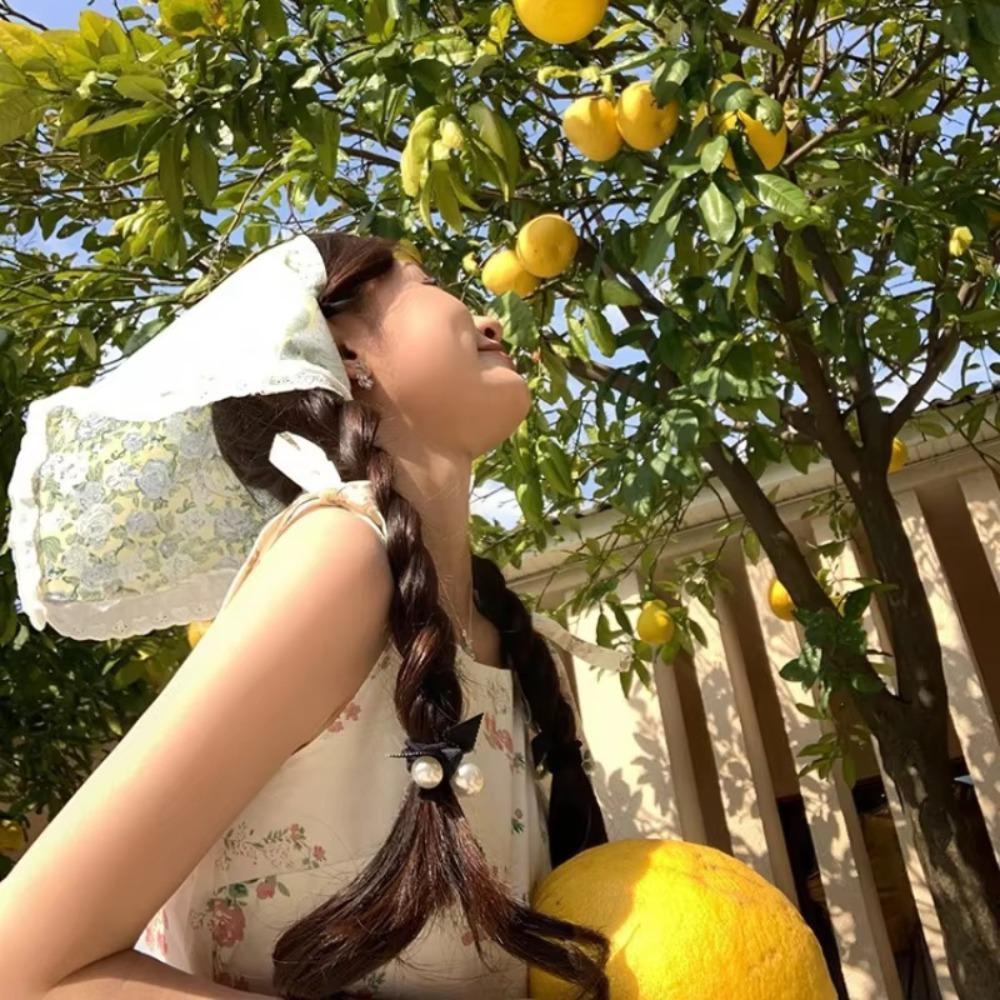 Sweet Floral Cotton Head Scarf Elegant Printing Hair Scarf Fairy Lace Triangle Scarf  Beach