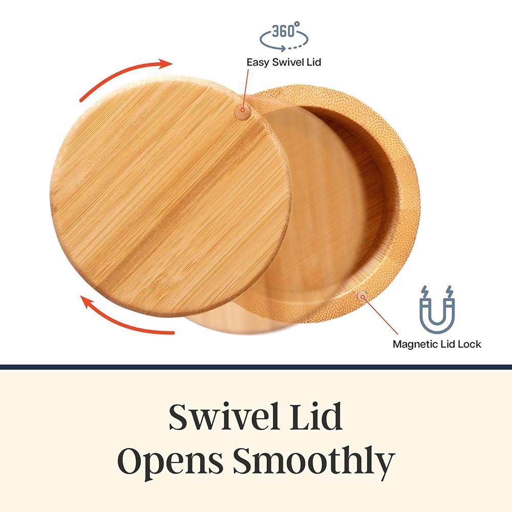 Bamboo salt box, seasoning box, spice box, kitchen and household storage box magnetic seasoning jar.zwq