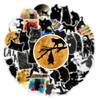 50 cartoon black cat graffiti stickers luggage notebook tablet phone case stationery decoration waterproof stickers