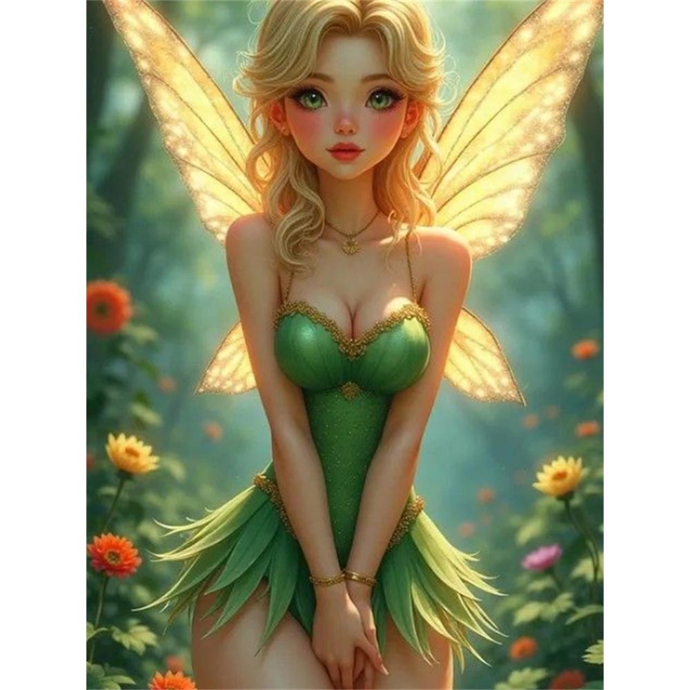 

Disney 5d DIY Diamond Painting Tinkerbell Overall Style Dreamy and Gentle Illustration Art Embroidery Mosaic Cross Stitch Home Decoration Gifts Crafts Round 20x30cm