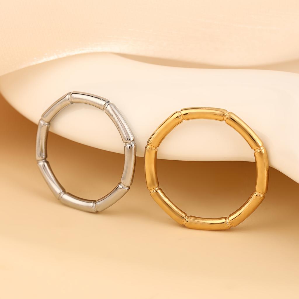 /Stainlesss Steel Gold Color Bamboo Joint Ring Women Minimalist Trendy Finger Rings Waterproof Jewelry Wedding Gift