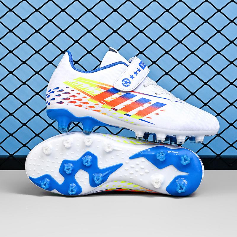 Children's Football Shoes Boys AG Spikes Artificial Grass Sports Outdoor Game Training Shoes TF Broken Nails Flat Bottom Girls