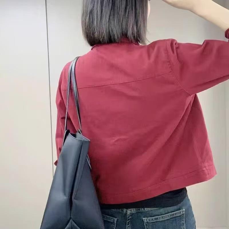 New Season Women's Thin Workwear Jacket - POLO Collar, Korean Style, Loose Fit, Versatile Short Top.