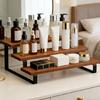 Versatile 3 Layer Wooden Stand With Sturdy Metal Structure Great For Storing Tea Cups Coffee Mugs And Decorative Items